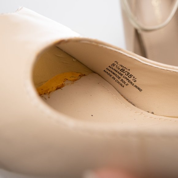 BCBGENERATION Imala nude gold peep toe heels w/ ankle strap size 5.5 - Picture 10 of 11